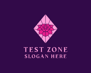 Pink Rose Stained Glass logo design