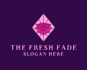 Pink Rose Stained Glass logo design