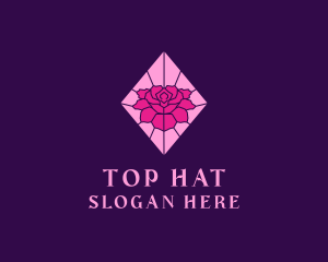 Pink Rose Stained Glass logo design