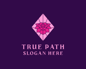 Pink Rose Stained Glass logo design