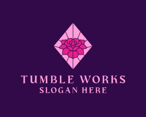 Pink Rose Stained Glass logo design