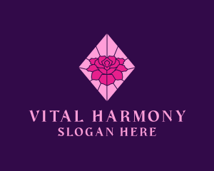 Pink Rose Stained Glass logo design