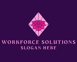 Pink Rose Stained Glass logo design