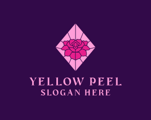 Pink Rose Stained Glass logo design