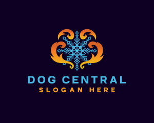 HVAC Fire Ice Snowflake logo design