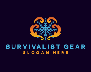 HVAC Fire Ice Snowflake logo design