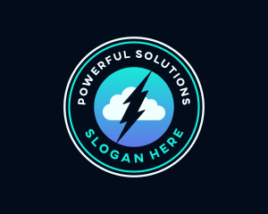 Lightning Bolt Cloud Weather logo design