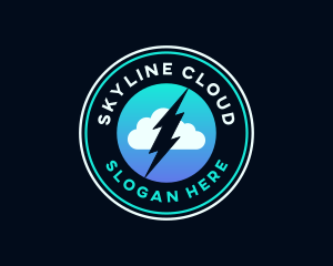 Lightning Bolt Cloud Weather logo design