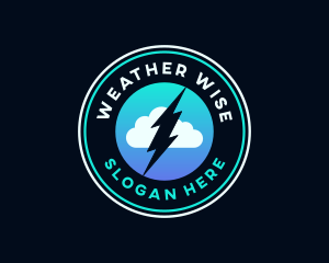 Lightning Bolt Cloud Weather logo design