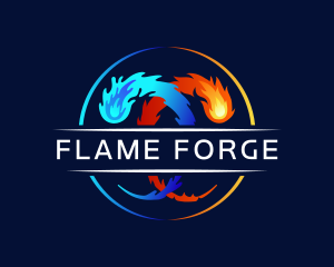 Water Fire HVAC logo design