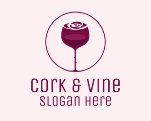 Rose Wine Glass logo design