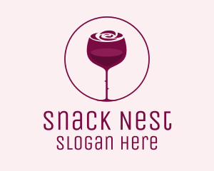 Rose Wine Glass logo design