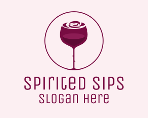 Rose Wine Glass logo design