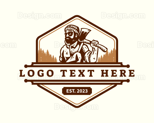 Woodwork Lumberjack Axe Logo