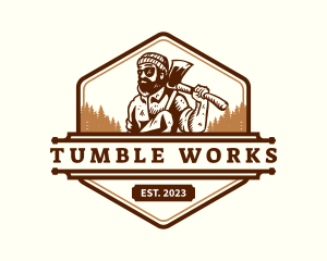 Woodwork Lumberjack Axe logo design