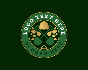 Shovel Landscaping Leaf logo