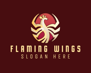 Gold Phoenix Bird logo design