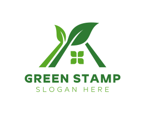 Green Natural Leaf House logo design