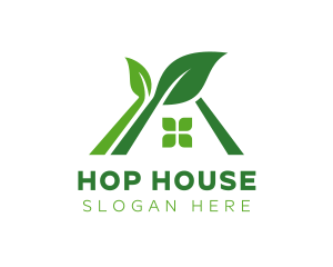 Green Natural Leaf House logo design