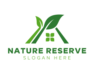 Green Natural Leaf House logo design