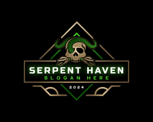 Skull Serpent Snake logo design