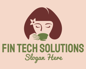 Cafe Coffee Tea Woman logo design