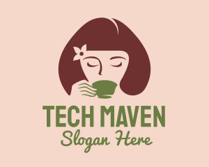 Cafe Coffee Tea Woman logo design