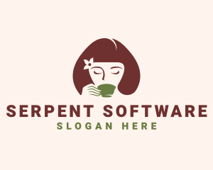 Cafe Coffee Tea Woman logo design