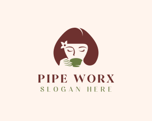 Cafe Coffee Tea Woman logo design