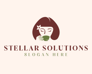 Cafe Coffee Tea Woman logo design