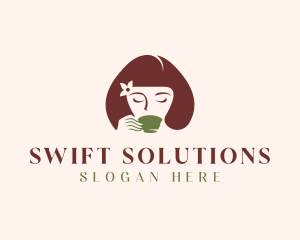 Cafe Coffee Tea Woman logo design