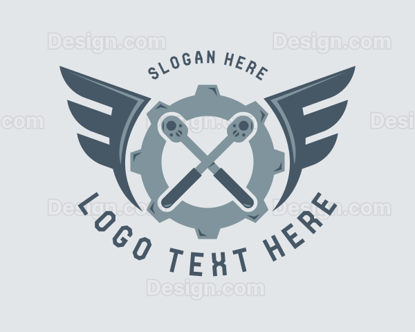 Torque Wrench Wing Mechanic Logo