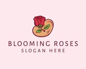 Valentine Heart Rose  logo design