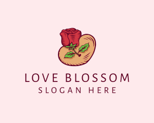 Valentine Heart Rose  logo design