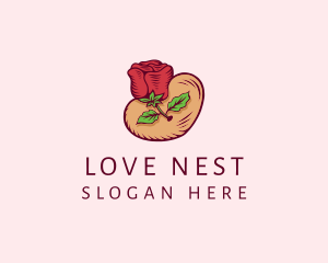 Valentine Heart Rose  logo design