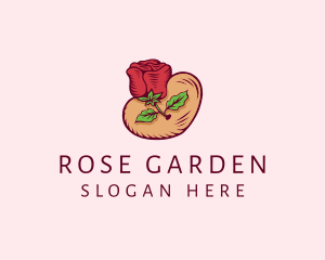 Valentine Heart Rose  logo design