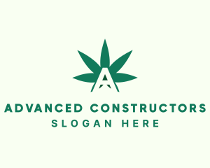 Green Cannabis Letter A logo design