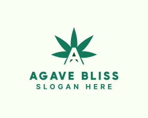 Green Cannabis Letter A logo design