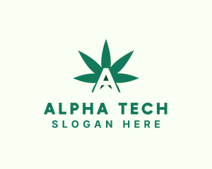 Green Cannabis Letter A logo design