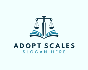 Justice Scale Book Sword  logo design