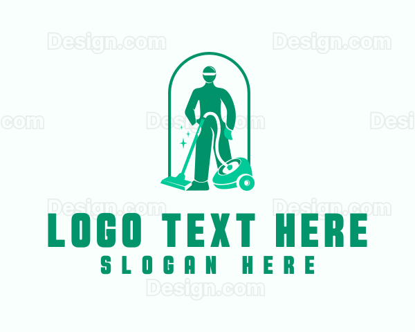 Vacuum Cleaning Janitor Logo