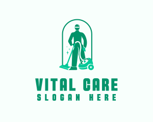 Vacuum Cleaning Janitor Logo