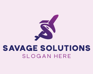 Airplane Aviation Letter S logo design