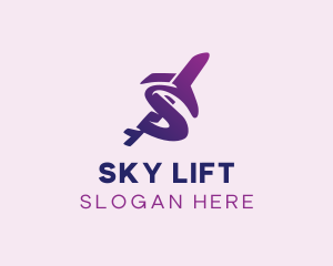 Airplane Aviation Letter S logo design