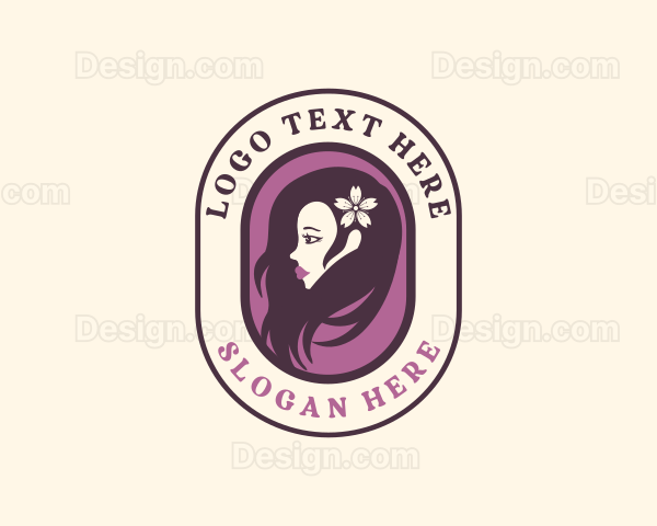 Flower Hair Woman Salon Logo