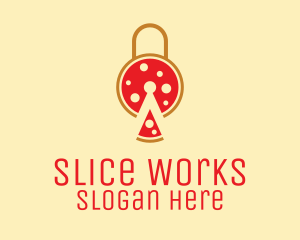 Pizza Slice Lock  logo design