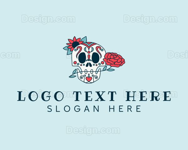 Floral Calavera Skull Logo