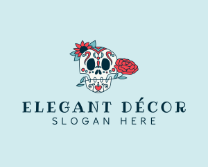 Floral Calavera Skull  logo design