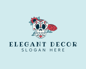 Floral Calavera Skull  logo design