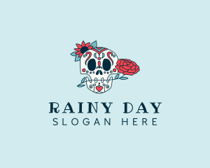 Floral Calavera Skull  logo design